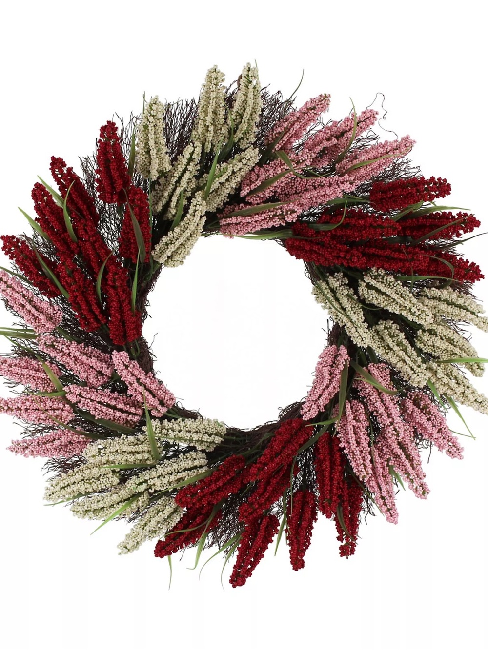 Festive Red, Pink & Cream Berry Holiday Wreath